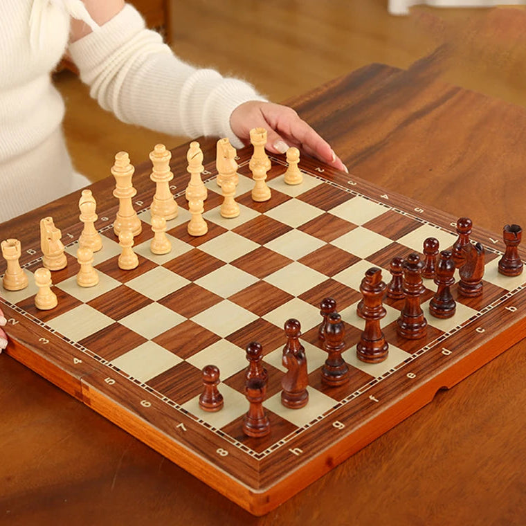 Luxury Rosewood Chess Set with Storage Box