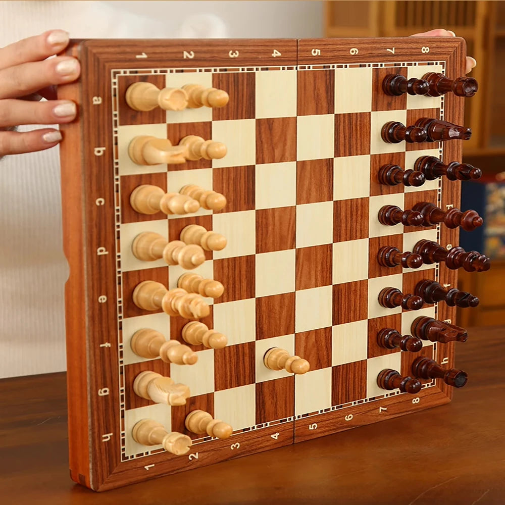 Luxury Rosewood Chess Set with Storage Box