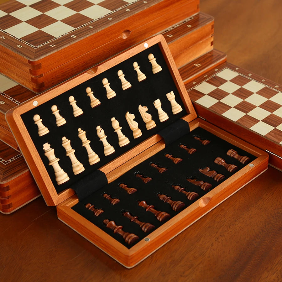Luxury Rosewood Chess Set with Storage Box